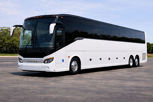56-passenger charter bus available for charter in Sherman, TX